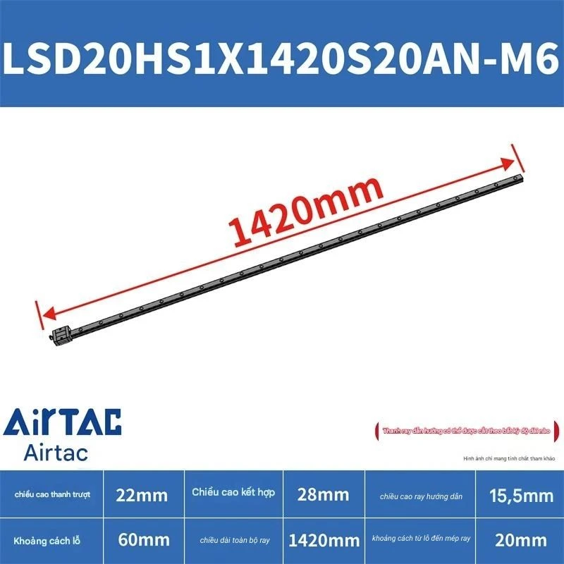 Ray trượt ngắn LSD20HS1X1420S20AN-M6 - Ảnh 2