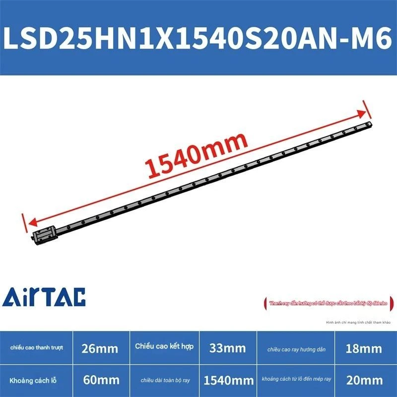 Ray trượt vuông LSD25HN1X1540S20AN-M6 - Ảnh 2