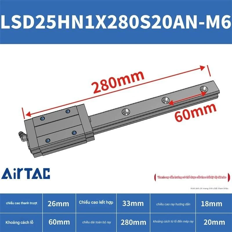 Ray trượt vuông LSD25HN1X280S20AN-M6 - Ảnh 2