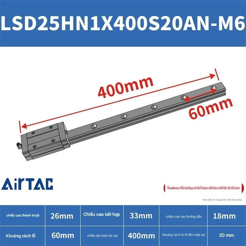 Ray trượt vuông LSD25HN1X400S20AN-M6 - Ảnh 2