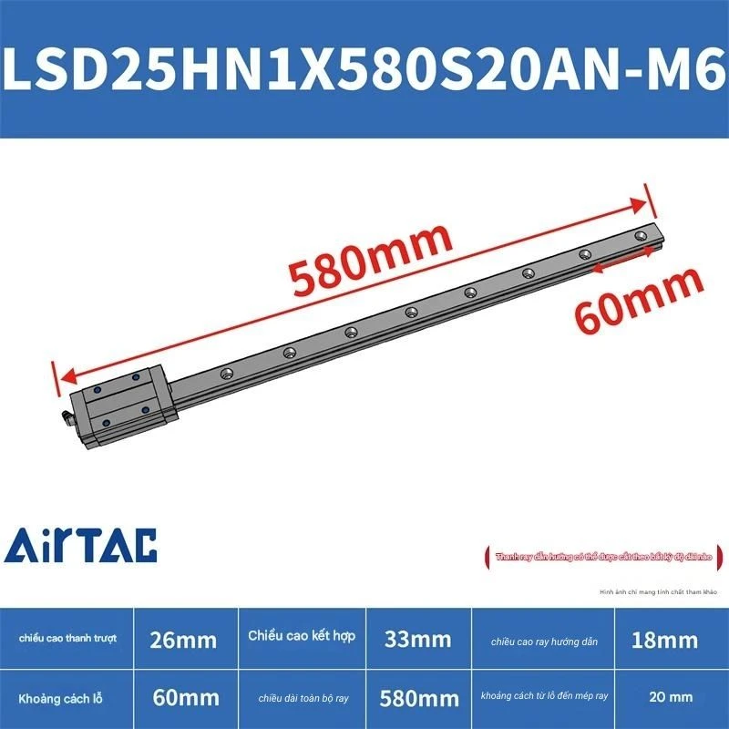 Ray trượt vuông LSD25HN1X580S20AN-M6 - Ảnh 2