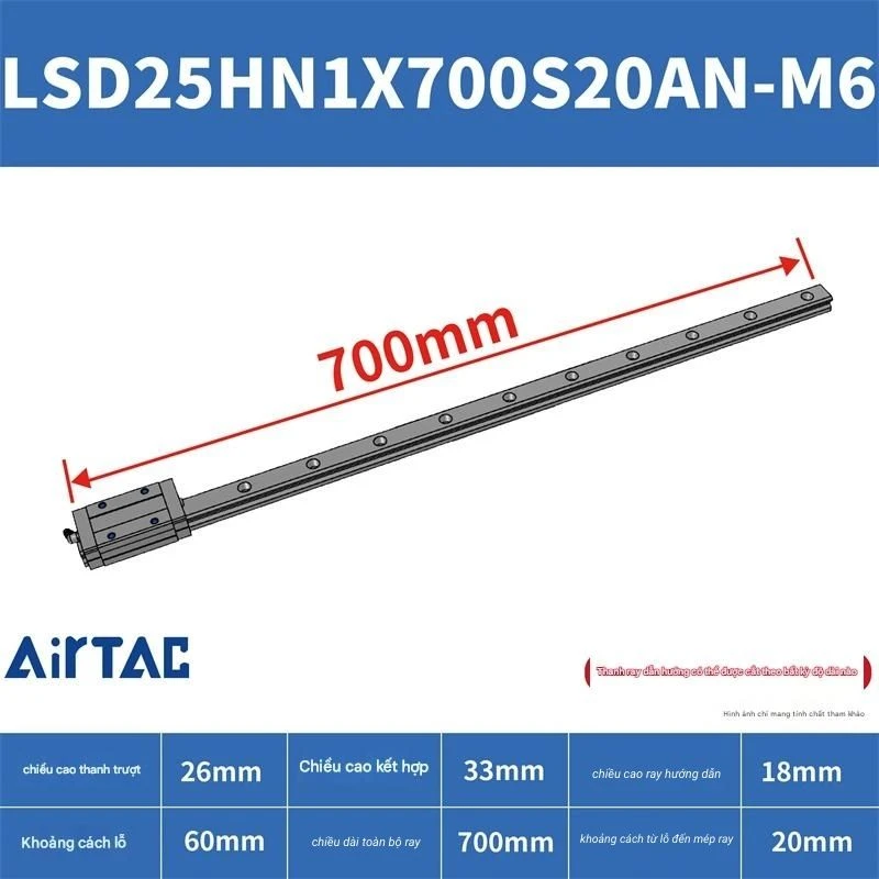 Ray trượt vuông LSD25HN1X700S20AN-M6 - Ảnh 2