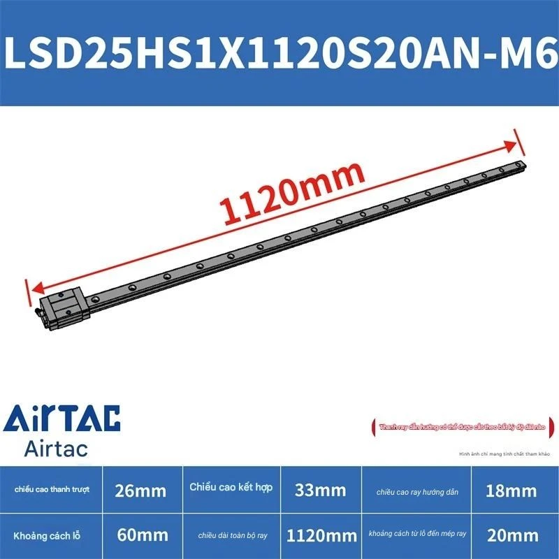 Ray trượt ngắn LSD25HS1X1120S20AN-M6 - Ảnh 2