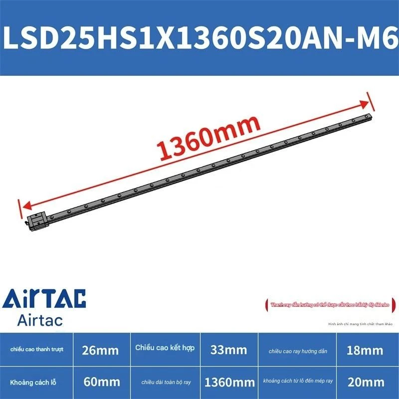 Ray trượt ngắn LSD25HS1X1360S20AN-M6 - Ảnh 2