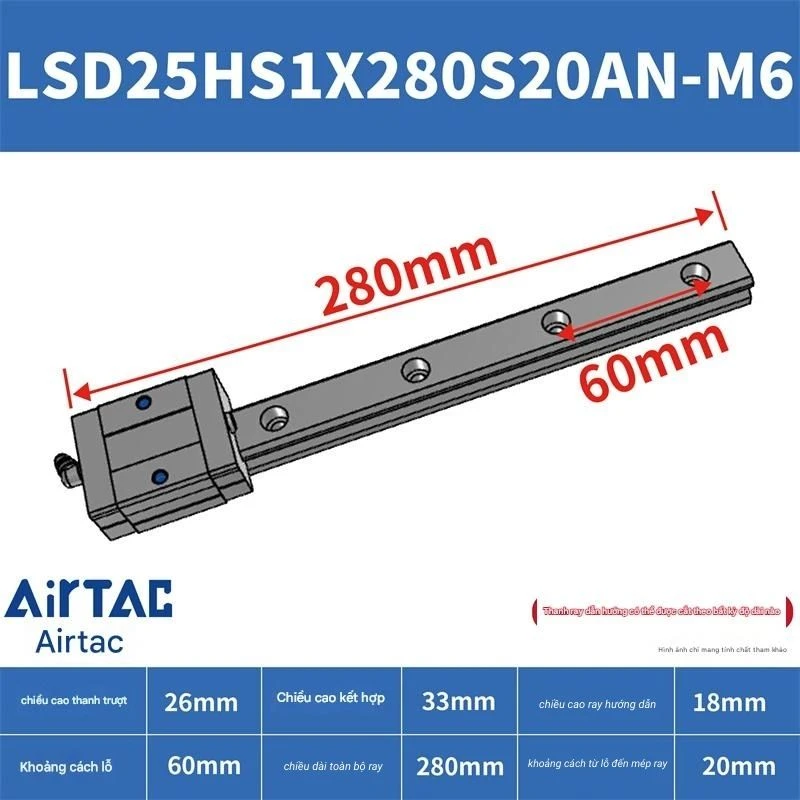 Ray trượt ngắn LSD25HS1X280S20AN-M6 - Ảnh 2