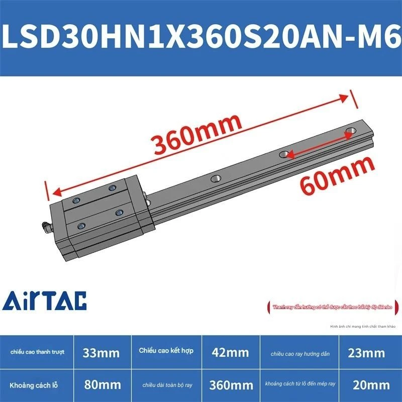 Ray trượt tiêu chuẩn LSD30HN1X360S20AN-M6 - Ảnh 2