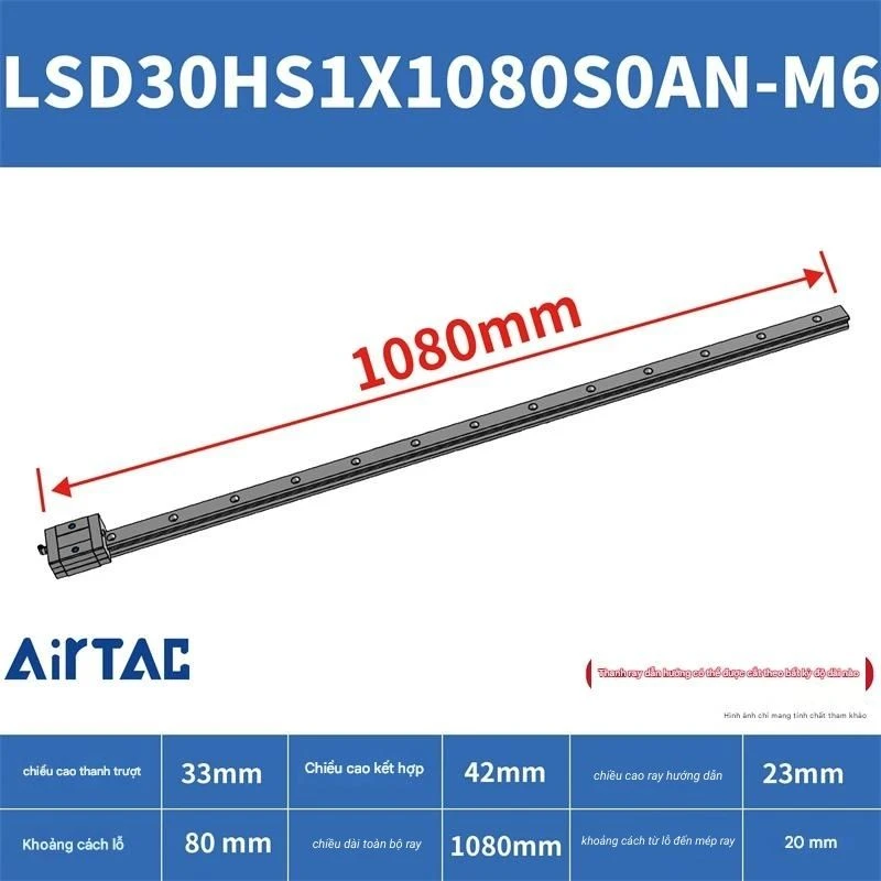 Ray trượt ngắn LSD30HS1X1080S20AN-M6 - Ảnh 2