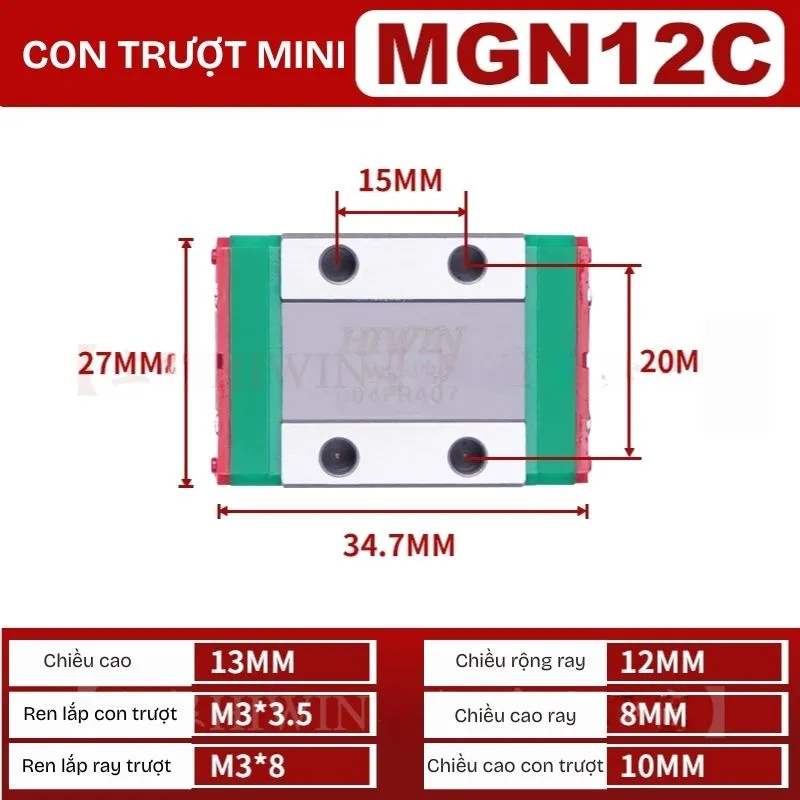 Ray Trượt MGN12C (thép hợp kim) - Ảnh 2