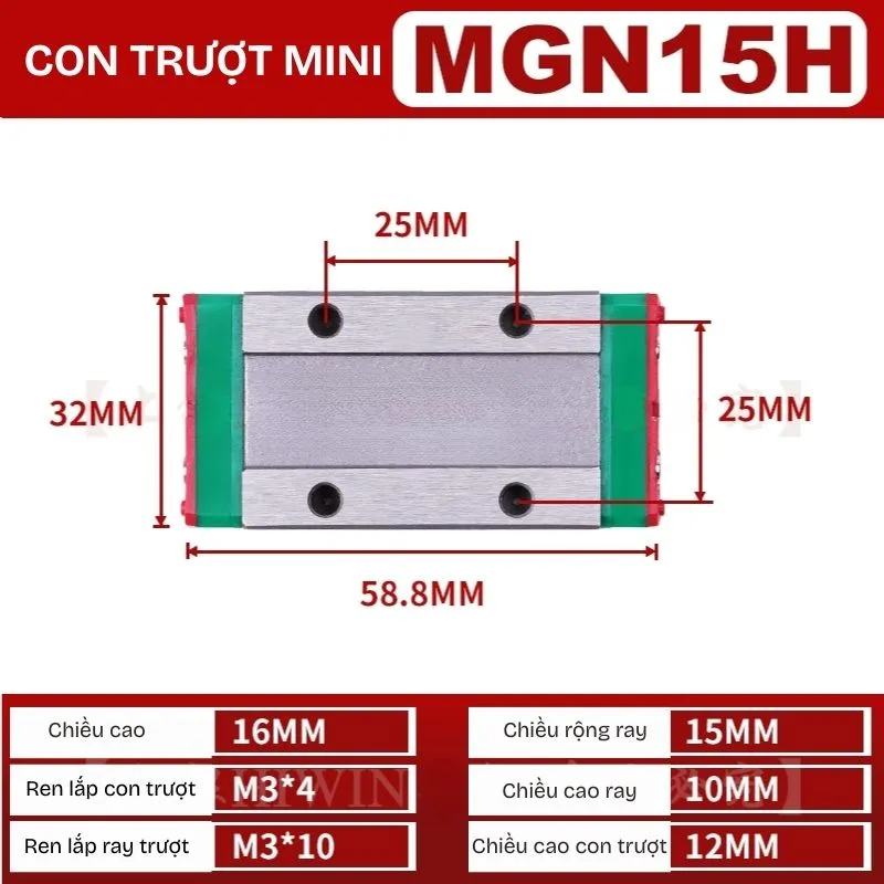 Ray Trượt MGN15H (thép hợp kim) - Ảnh 2