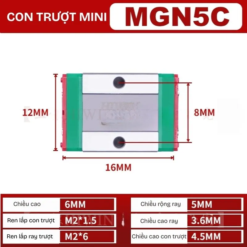 Ray Trượt MGN5C (thép không gỉ) - Ảnh 2