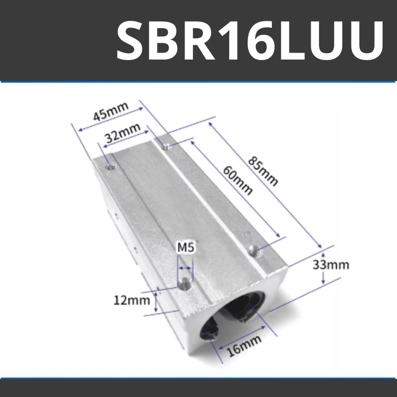 Con trượt tròn có đế thân dài SBR16LUU (Bi trượt tròn có đế) - Ảnh 2