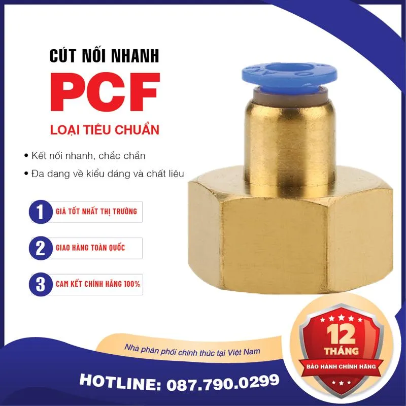 PCF8-01 Nối nhanh thẳng ren trong Airtac (PCF8-01-S thép)