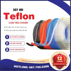 Dây hơi Teflon 12x8 (Màu: trắng, đen, xanh, cam)