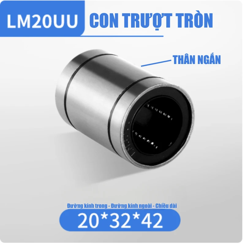 Con trượt tròn thân ngắn LM20UU (Bi trượt tròn) - Ảnh 2