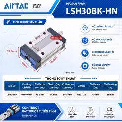 Con trượt thân vuông tải tiêu chuẩn LSH30BK-HN (HG30CA)